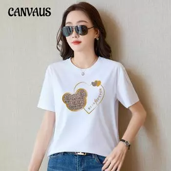 Летняя мода, новая футболка с короткими рукавами, женские топы с принтом S белый