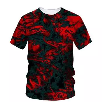 Летняя мода, новые красные и черные футболки с граффити для мужчин, трендовая повседневная футболка с коротким рукавом в стиле хип-хоп с принтом S