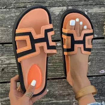 Летняя мода Новые повседневные тапочки в стиле колор-блок 36 белый