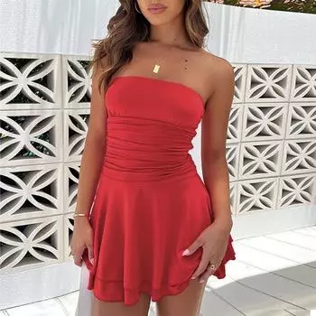 Летняя мода облегающее платье без бретелек в стиле чистого желания сексуальное женское платье Y2K Spicy Girl XS