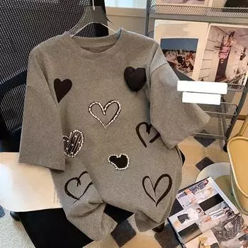 Летняя мода повседневный любовь принтованный ромбы без рукавов свободный пуловер XXL белый