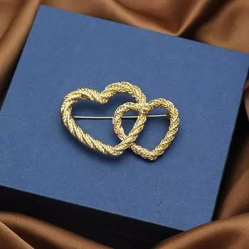 Летняя мода простая брошь «сердце к сердцу» женская ретро-брошь с витой веревкой золотая булавка для свитера аксессуары