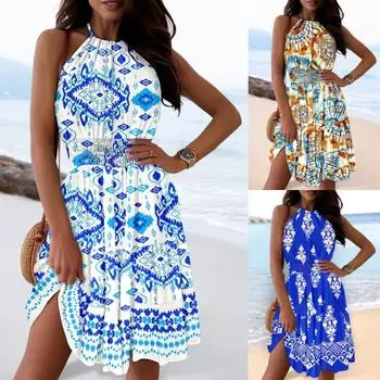 Летняя мода сексуальное женское платье с открытыми плечами и вырезом на шее женское платье S