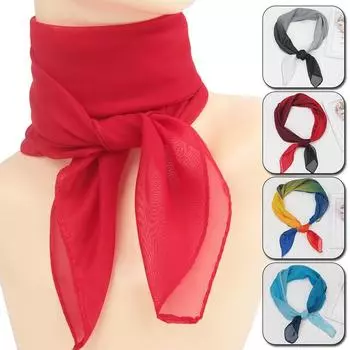 Летняя мода шифоновый однотонный шарф женский квадратный шарф на голову и шею шали женские резинки для волос шейный платок шали