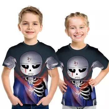Летняя мода Skeleton Brother футболка игра undertale sans дети 3D принт мультфильм футболка для мальчиков девочек детские топы 170