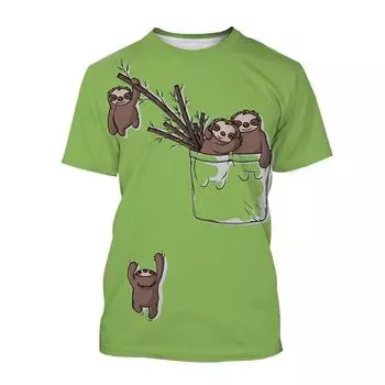 Летняя мода смешные кавайные ленивые графические футболки для мужчин тренд хип-хоп Харадзюку принтованный мультфильм круглый вырез короткий рукав футболка S