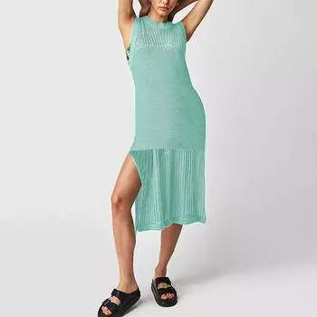 Летняя мода сплошной цвет без рукавов ажурное платье вязаный жилет платья XL чёрный