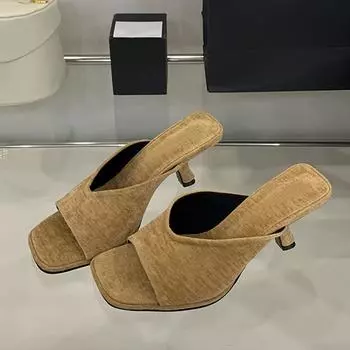 Летняя мода странные тонкие туфли на низком каблуке женские сандалии для пляжной вечеринки с квадратным носком мюли шлепанцы обувь Zapatos Mujer 35 розовый