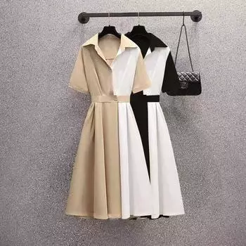 Летняя мода тонкие женские платья-рубашки для женщин с коротким рукавом лоскутная одежда M хаки