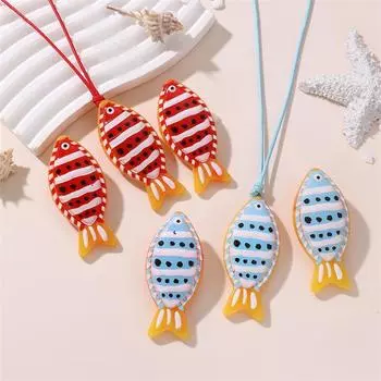 Летняя мода тропические рыбки комплекты украшений для девочек милые красные синие маленькие серьги крючки для рыбы шнуровка веревка ожерелье комплект женские аксессуары