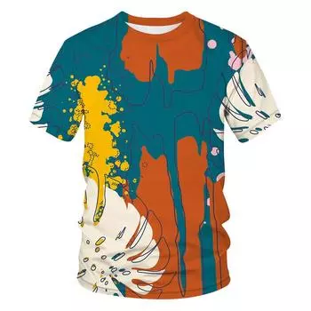 Летняя мода уличная одежда в стиле граффити для мужчин 3D повседневные футболки в стиле хип-хоп с индивидуальным принтом трендовые удобные удобные короткие рукава с круглым вырезом S