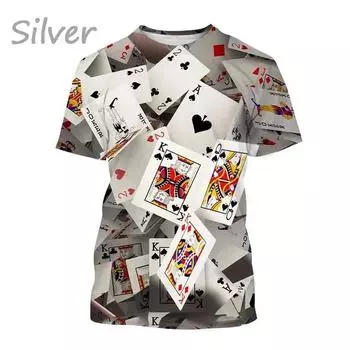 Летняя мода, уличный стиль, мужская покерная креативная крутая покерная футболка с короткими рукавами и 3D принтом, индивидуальные футболки, топы XL