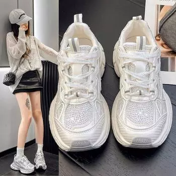 Летняя мода, увеличивающая рост, женская обувь, увеличивающая рост, показывающая ноги, мелкая сетчатая дышащая белая обувь, кроссовки 35 серебряный
