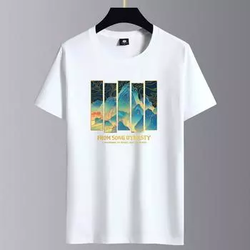 Летняя мода в японском стиле, красочные мужские футболки из чистого хлопка с короткими рукавами, дышащая спортивная одежда с круглым вырезом 6XL белый