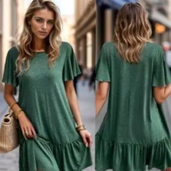 Летняя мода в стиле ретро, платья больших размеров для женщин 1XL темно-зеленого