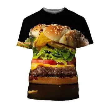 Летняя мода вкусная кухня Гамбург графические футболки трендовые повседневные индивидуальные забавные печатные мужские футболки с круглым вырезом и короткими рукавами