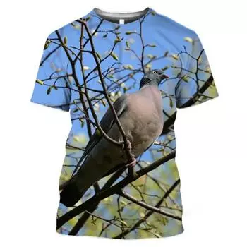 Летняя мода забавные футболки с принтом голубя для мужчин повседневные уличные футболки с принтом птицы круглый вырез короткий рукав футболки топы S