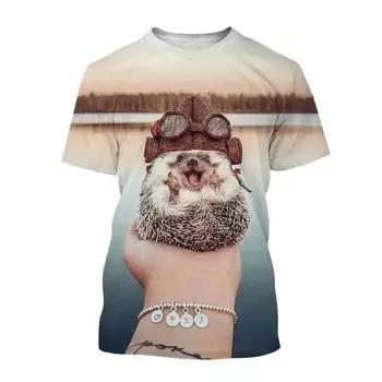 Летняя мода забавный милый ежик графический футболки для унисекс новый повседневный круглый вырез принтованный животный узор короткий рукав топы S