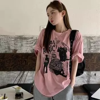Летняя мода женские футболки винтажные забавные мультяшные принты графические футболки женские Harajuku повседневные свободные рубашки y2k топы одежда футболка женская уличная одежда M белый