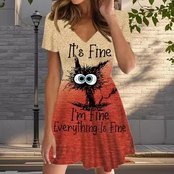 Летняя мода женские V-образный вырез короткий рукав жареный котенок принтованное платье сексуальные короткие юбки платья XS зелёный