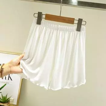 Летняя модальная домашняя одежда пижамные брюки женские тонкие свободные больших размеров спортивные брюки домашние с высокой талией повседневные шорты White L (Recommendation 50.00 kg-60.00 kg