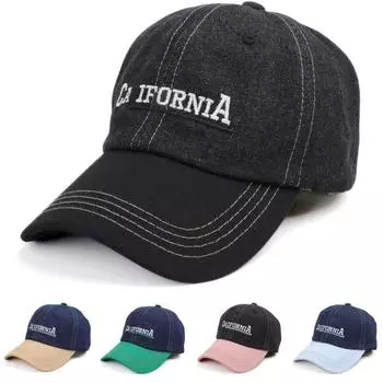 Летняя модная бейсболка из денима с буквенным принтом, подходящая по цвету, для мужчин и женщин, корейская версия, повседневная универсальная шляпа от солнца, солнцезащитный козырек adjustable чёрный