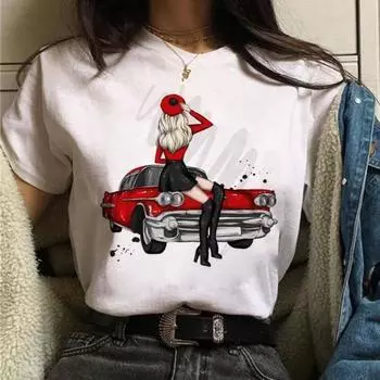 Летняя модная белая базовая рубашка с цветочным принтом в виде воздушных шаров, повседневные свободные футболки из чистого хлопка с короткими рукавами для женщин S