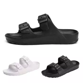 Летняя модная домашняя женская обувь, однотонные тапочки для ванной комнаты с толстой подошвой 37 чёрный