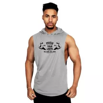 Летняя модная дышащая майка с капюшоном Do The Work для бодибилдинга и фитнеса из чистого хлопка с графическим принтом для тренировок M серый