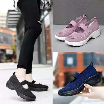 Летняя модная дышащая женская обувь с плетеным ворсом, закрывающая ноги, мягкая подошва, легкая сетчатая повседневная обувь для танцев 35 чёрный