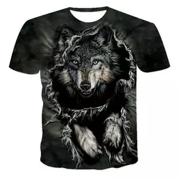 Летняя модная футболка с цифровым принтом «Звездный волк» 3D топы для мальчиков и девочек повседневные спортивные 3D футболки с короткими рукавами