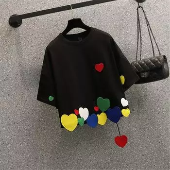 Летняя модная футболка с круглым вырезом и коротким рукавом для женщин, повседневные свободные пуловеры для улицы, индивидуальность S