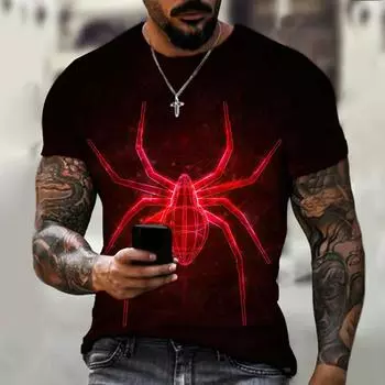 Летняя модная футболка с животным принтом, мужская и женская одежда с рисунком паутины, уличная ретро свободная футболка большого размера XS
