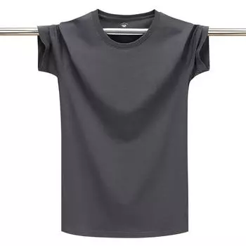 Летняя модная хлопковая футболка мужская с круглым вырезом и короткими рукавами, свободная дышащая однотонная футболка для занятий спортом на открытом воздухе, удобн... 6XL белый