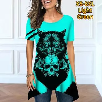 Летняя модная и удобная уличная одежда. Женская базовая повседневная одежда с короткими рукавами и круглым вырезом под открытым свободным топом XS-8XL. 3XL