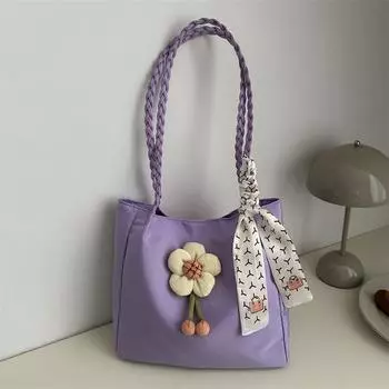 Летняя модная маленькая декоративная сумка с цветочным узором для женщин 2024 года, летняя новая сумка-тоут большой вместимости для поездок на работу белый