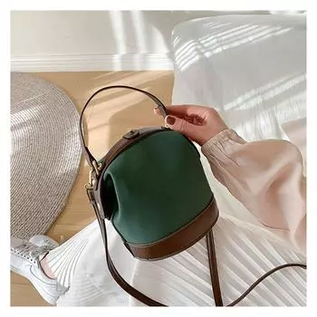 Летняя модная маленькая сумка-ведро, корейская простая сумка через плечо, женская дорожная сумка, матовая кожаная сумка, сумка с металлической пряжкой коричневый