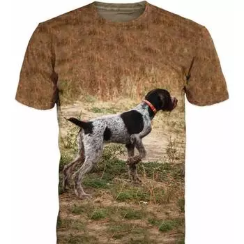 Летняя модная мужская футболка с 3D охотничьей собакой в стиле Харадзюку, детская рубашка с круглым вырезом и животным S