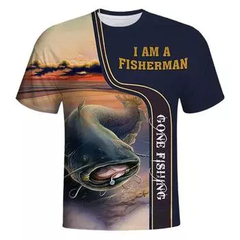 Летняя модная мужская футболка с 3D принтом «Сом», свободные удобные повседневные уличные топы с короткими рукавами и круглым вырезом унисекс, большие топы с круглым вырезом XXL