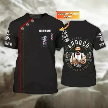 Летняя модная мужская футболка с персонализированным именем парикмахера, 3D-печатная футболка унисекс, подарок для парикмахера, повседневные топы с коротким рукавом DW70 S белый