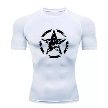Летняя модная мужская компрессионная рубашка с принтом, быстросохнущая эластичная футболка для фитнеса, бега, дышащая, с коротким рукавом, S-3XL S