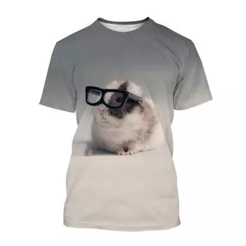 Летняя модная мужская милая футболка, удобная пара, 3d принт, животное, морская свинка, забавная картинка, повседневные уличные топы S