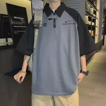 Летняя модная мужская молодежная рубашка-поло в стиле Харадзюку с рукавами-пятиконками 2023 года L белый