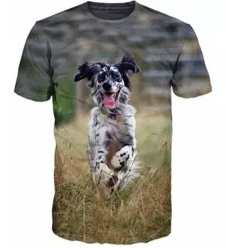 Летняя модная мужская рубашка с 3D изображением собаки, летняя крутая и дышащая детская рубашка в стиле Харадзюку с круглым вырезом с изображением животных S