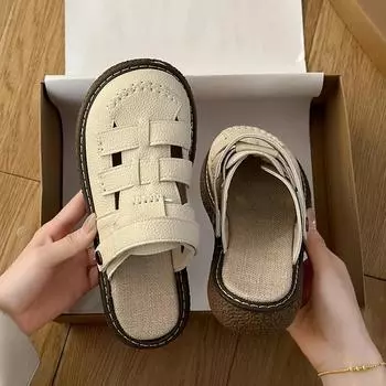 Летняя модная новая обувь, качественные женские сандалии на плоской подошве, перфорированные тапочки, две пары на одну обувь 35