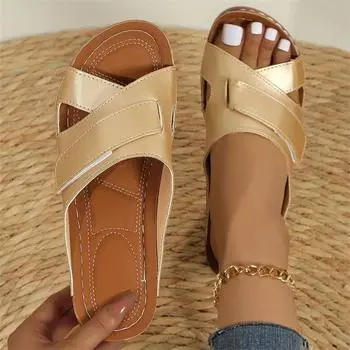 Летняя модная новая обувь, женские тапочки, сандалии на танкетке, премиальные сандалии с открытым носком, винтажная нескользящая повседневная женская обувь на платформе 38