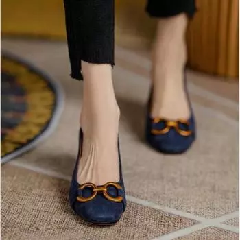 Летняя модная новая женская обувь с металлическим декоративным квадратным носком на толстом каблуке и неглубоким носком, повседневная пикантная элегантная вечерние обувь на высоком каблуке 34