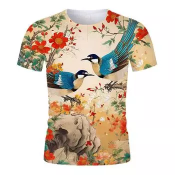 Летняя модная пара с изображением сороки, 3D-принт, короткий рукав, повседневная мода, свободная, красивая, крутая, красивая, простая, личность, молодежь XS