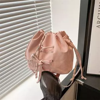 Летняя модная популярная сумка через плечо женская летняя 2024 новая простая модная сумка-мессенджер модная повседневная сумка-ведро чёрный