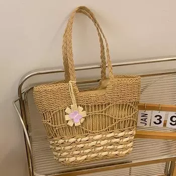 Летняя модная ручная тканая сумка в Instagram, женская тканая сумка для пляжного отдыха и отдыха, 2024, маленькая и простая сумка